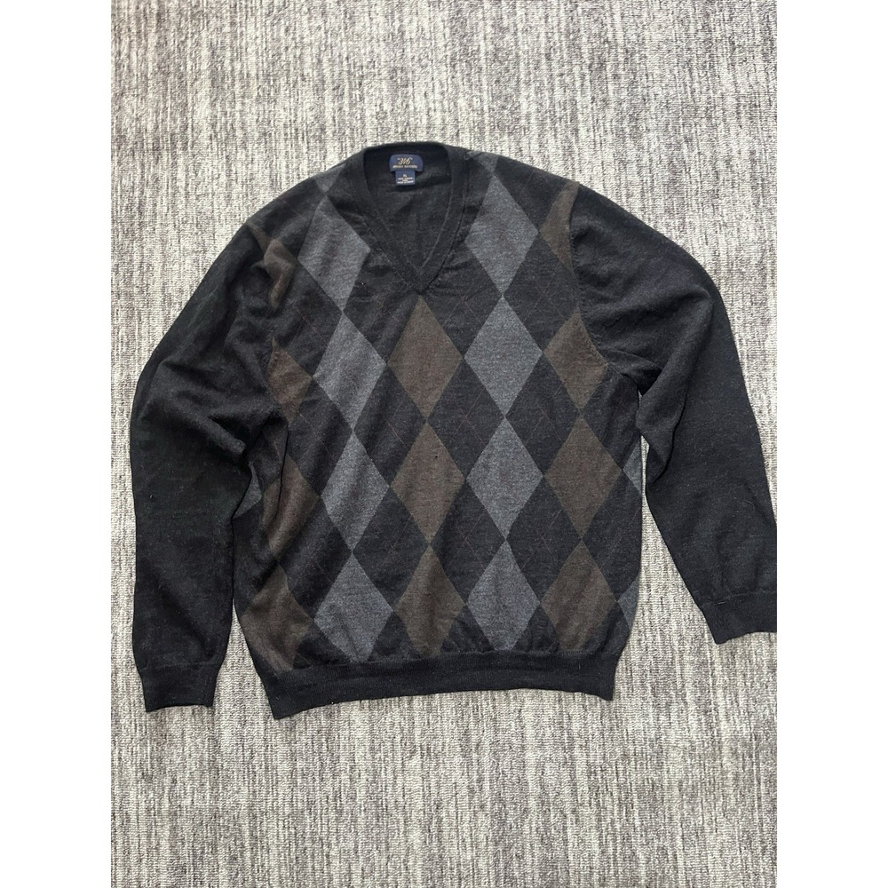 Brooks Brothers Sweater Mens Size XL Stretch Merino Wool V-Neck Long Sleeve